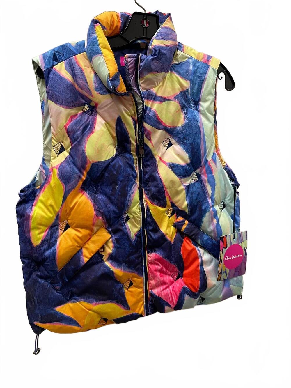 NEW CLAIRE DESJARDINS women's woven vest in purple multi